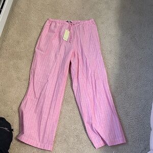 Pink Striped Women's Flowy Pants